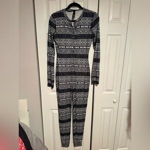 Skims NWT plush pointelle onesie - onyx fair isle large